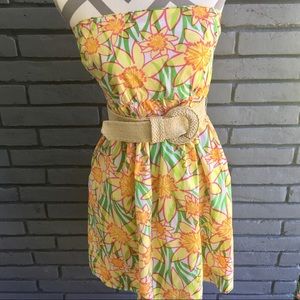 Lilly Pulitzer Wyatt Strapless Sunflower Dress. Vintage.